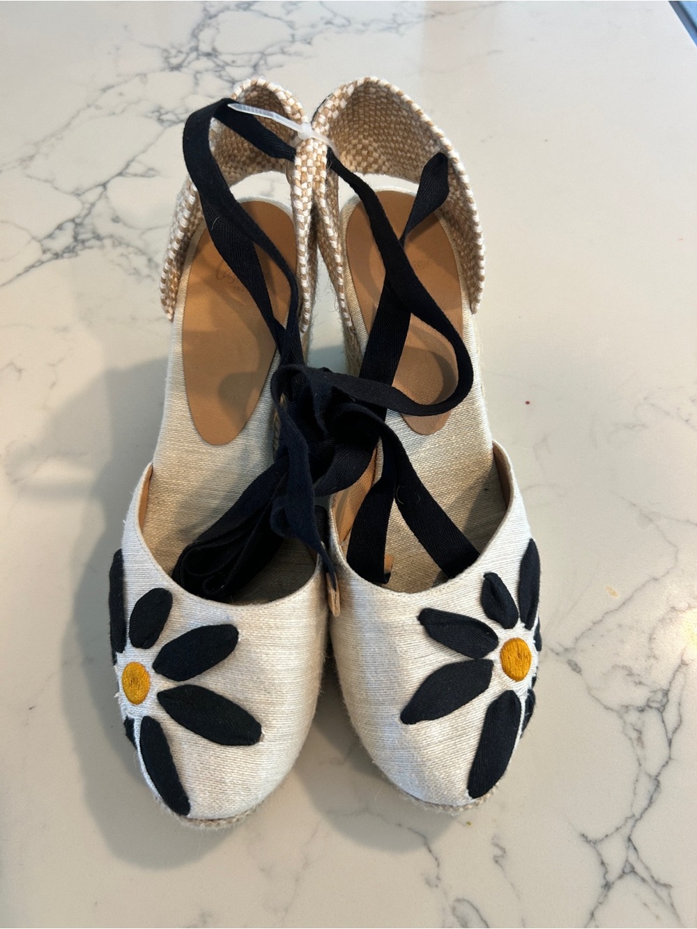 Hard to Find Castañer Candace Daisy Linen Wedge Espadrilles size 40 (9) - Picture 2 of 10